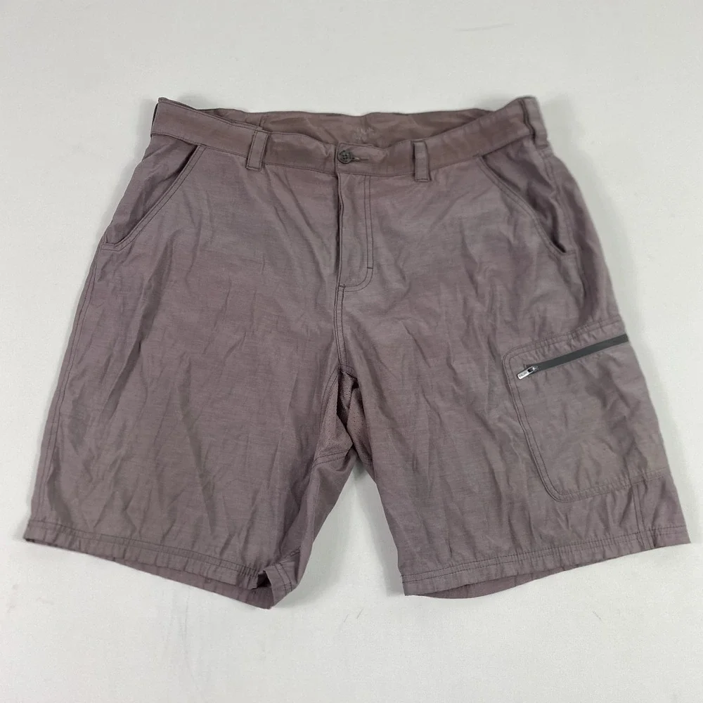 Huk Shorts Mens XL‎ Purple Brown Fishing Swim Trunks Lined Zip Pocket Stretch